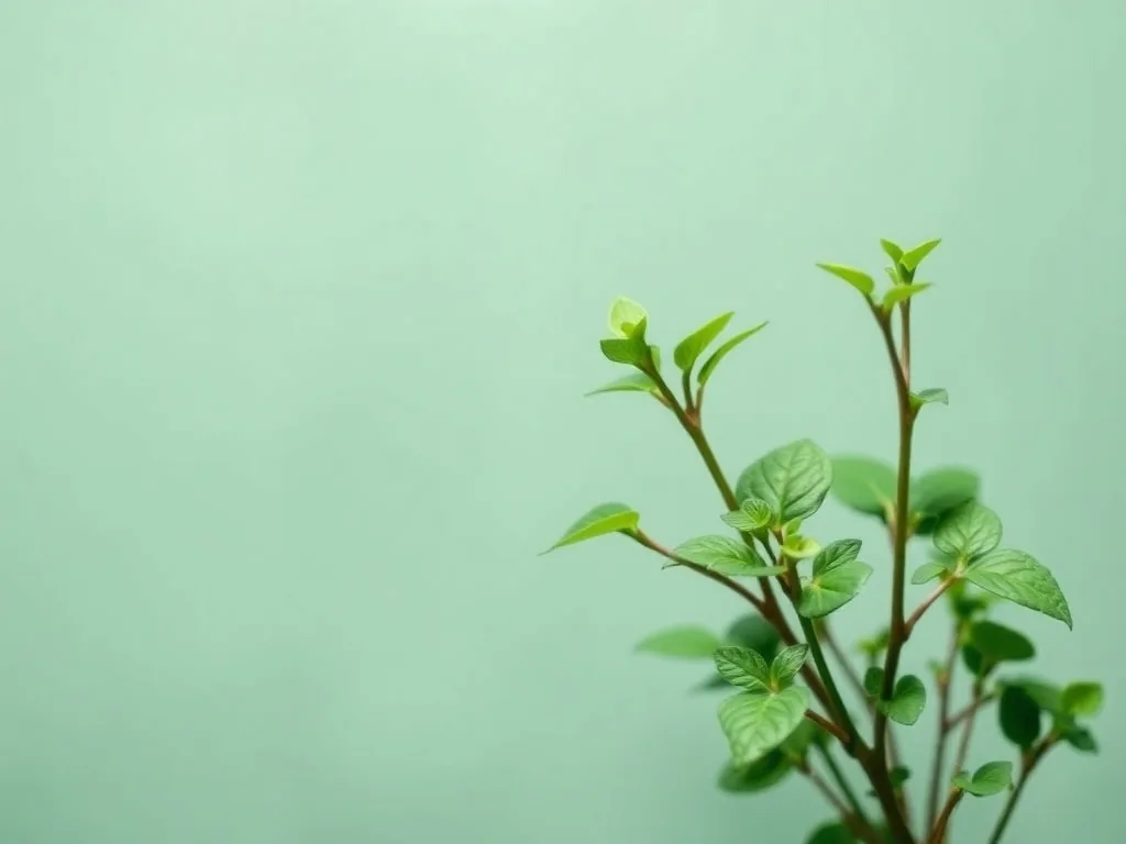 Un plant de thym en pleine floraison dans un pot en terre cuite, petites fleurs mauves sur des tiges grêles, posé sur une table de jardin en bois avec un sécateur à côté.